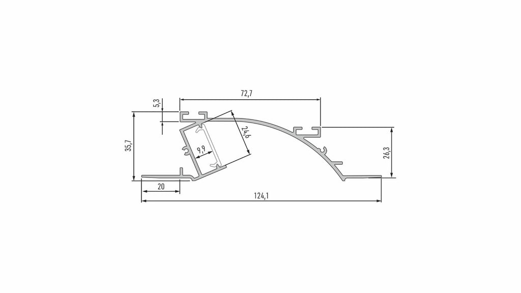 Profil arch TOPO srebrny anodowany 1m