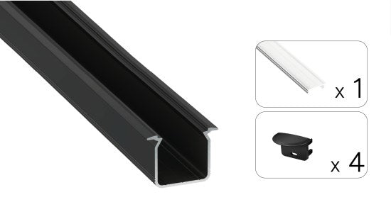 Zestaw TEKKNI SKAGEN czarny, klosz transparentny 2,02 m