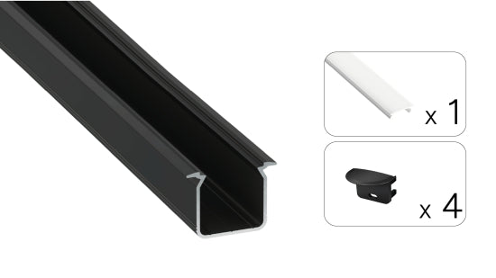 Zestaw TEKKNI SKAGEN czarny, klosz mleczny 2,02 m