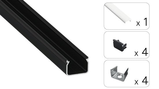 Zestaw TEKKNI HOM czarny, klosz mleczny 3 m