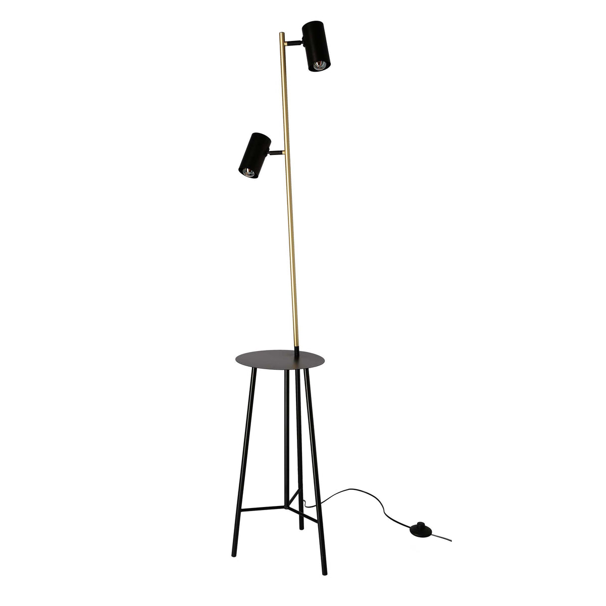 PERRET lampa podłogowa czarny+złoty matowy 2x15W GU10 klosz czarny