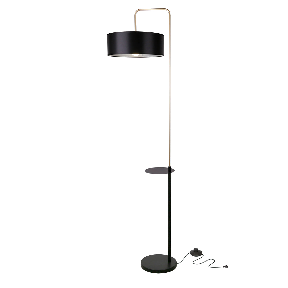 IMPACT lampa podłogowa czarny+złoty matowy 1x40W E27 abażur czarny