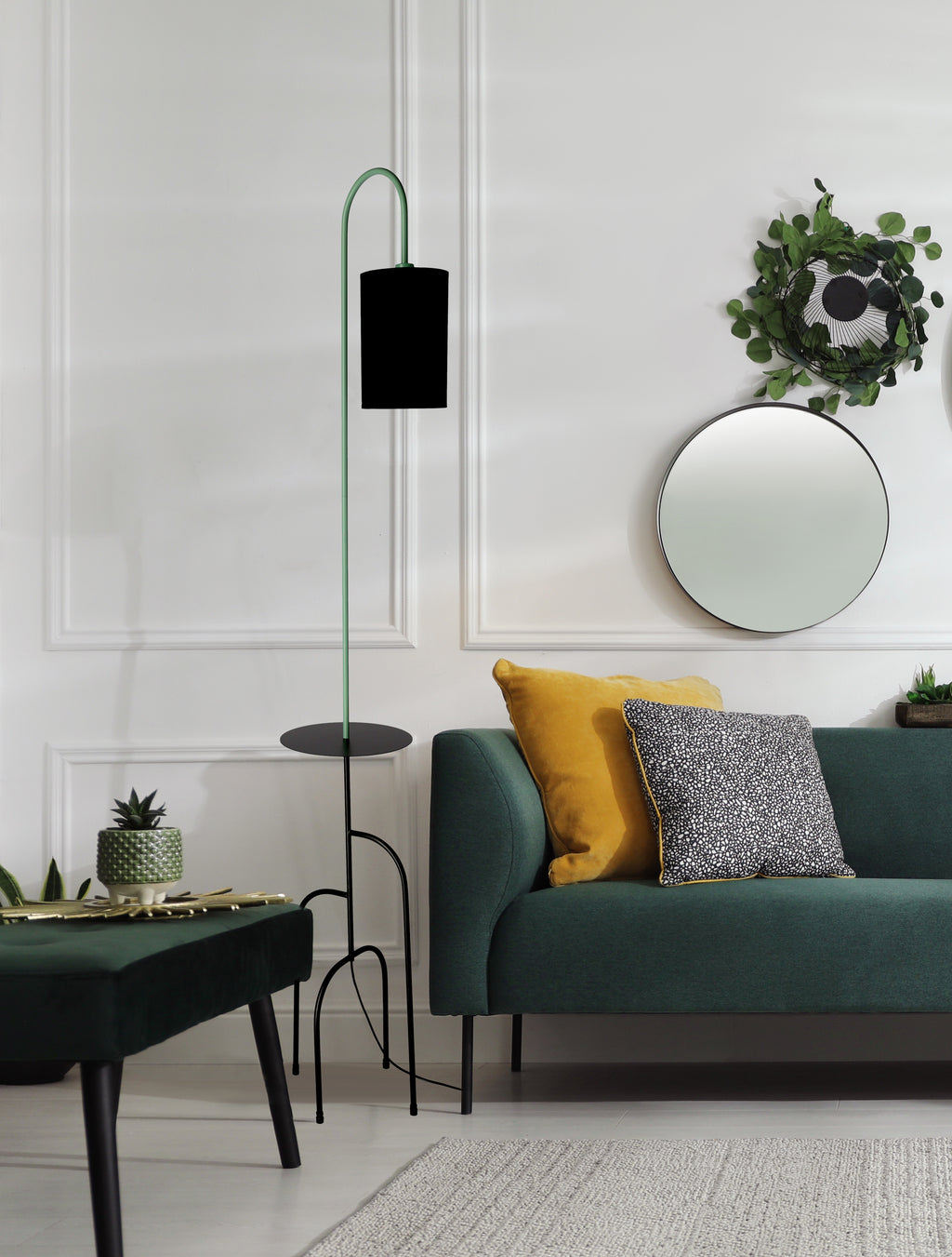 RAVELLO lampa podłogowa czarny+zielony 1x40W E14 abażur czarny