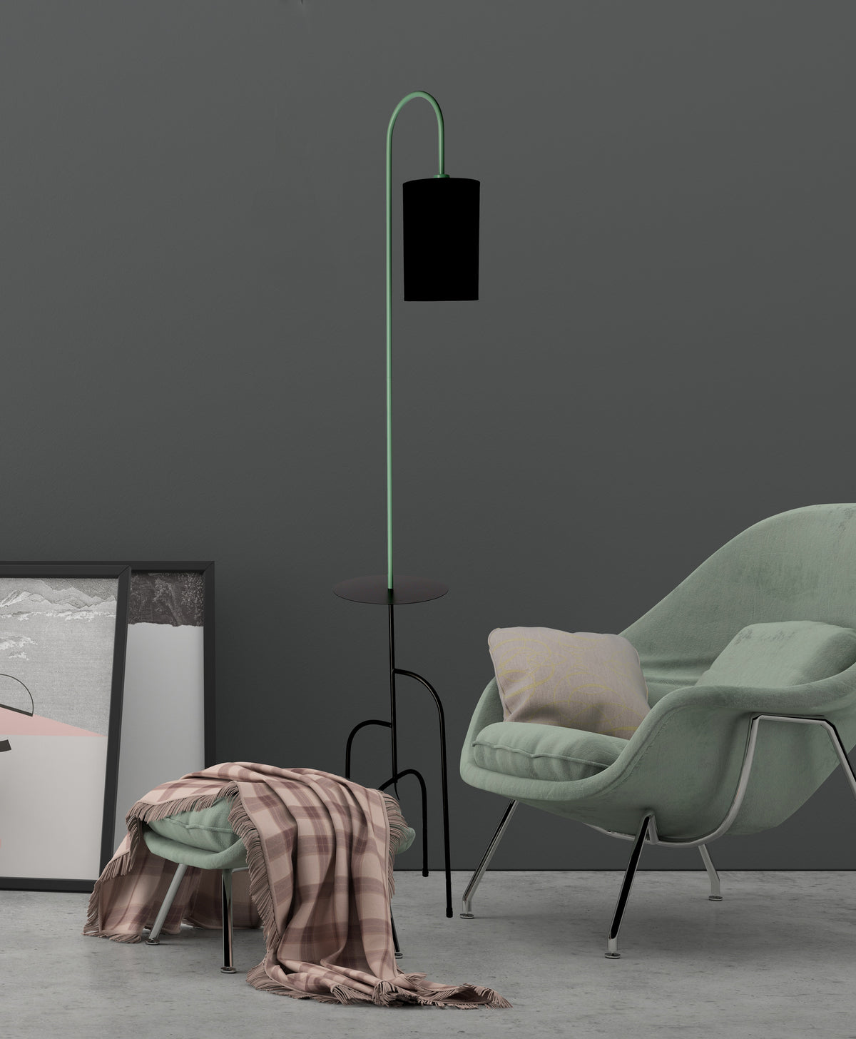 RAVELLO lampa podłogowa czarny+zielony 1x40W E14 abażur czarny