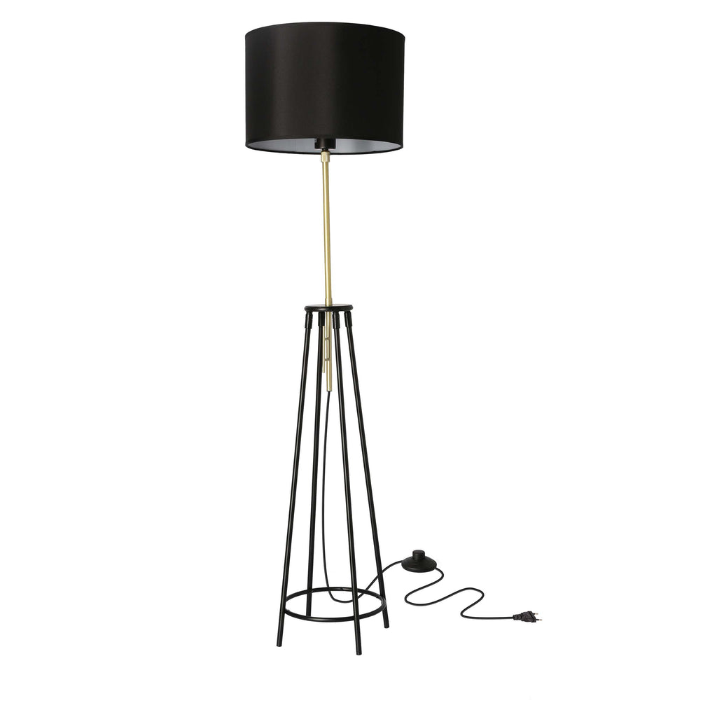 TEGOLA lampa podłogowa czarny+złoty matowy 1x60W E27 abażur czarny