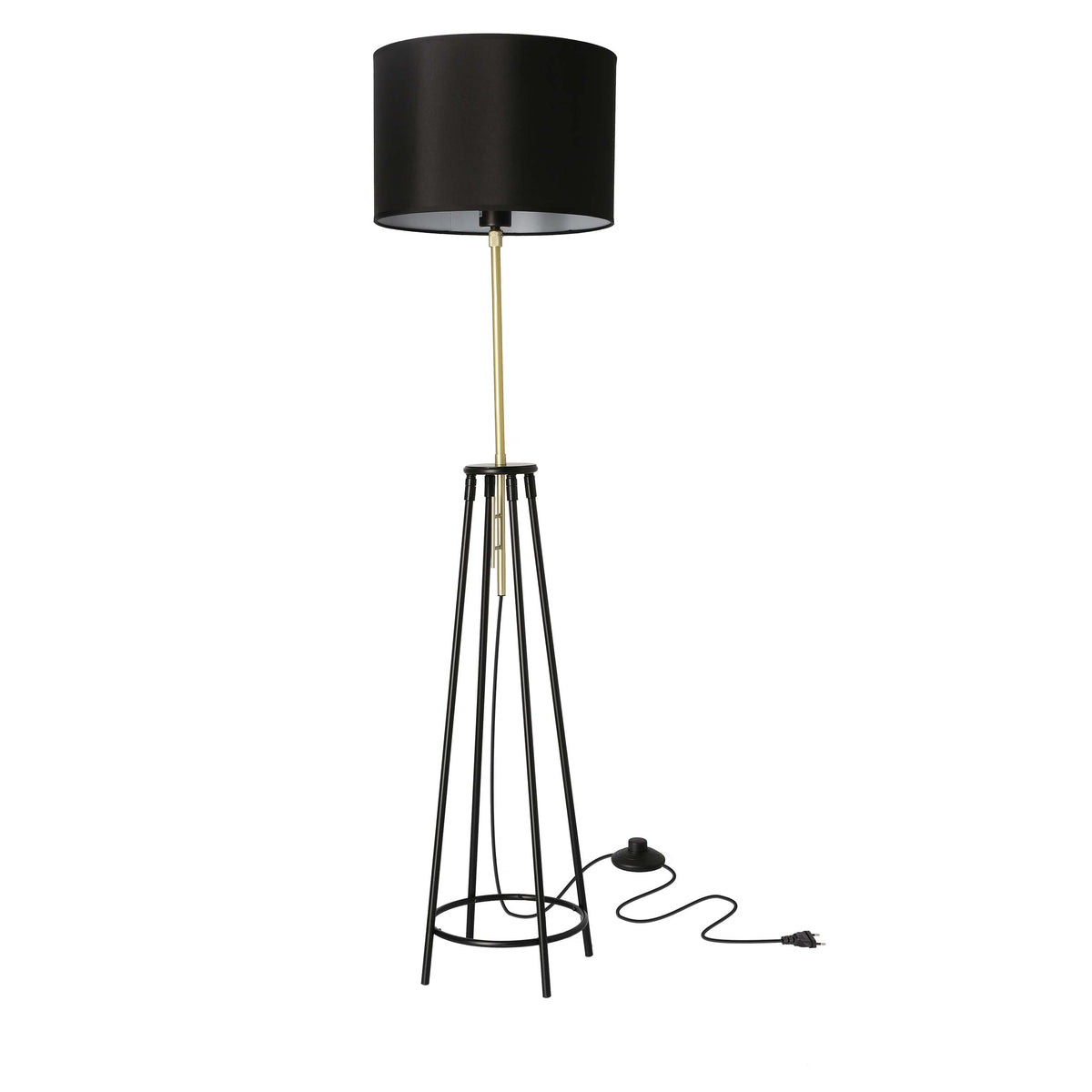 TEGOLA lampa podłogowa czarny+złoty matowy 1x60W E27 abażur czarny