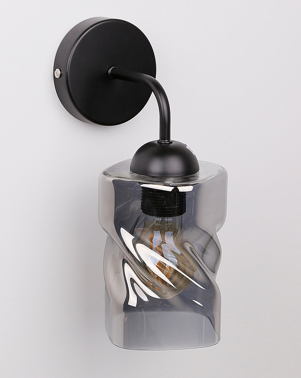 Felis lampa kinkiet czarny 1x60W E27 klosz dymiony