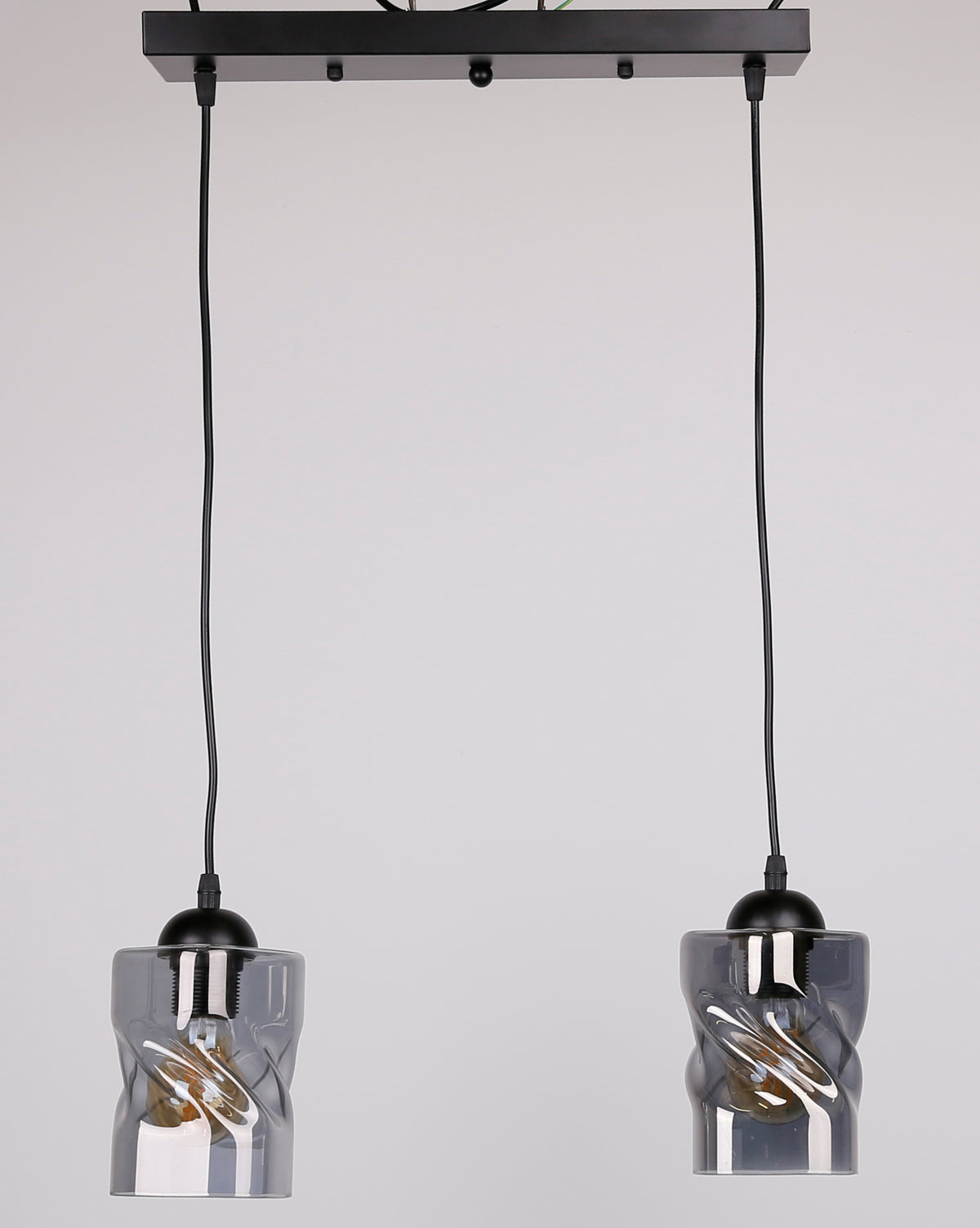 Felis lampa wisząca czarny 2x60W E27 klosz dymiony