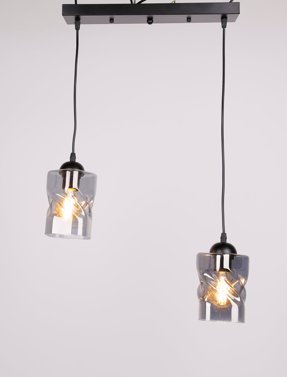 Felis lampa wisząca czarny 2x60W E27 klosz dymiony