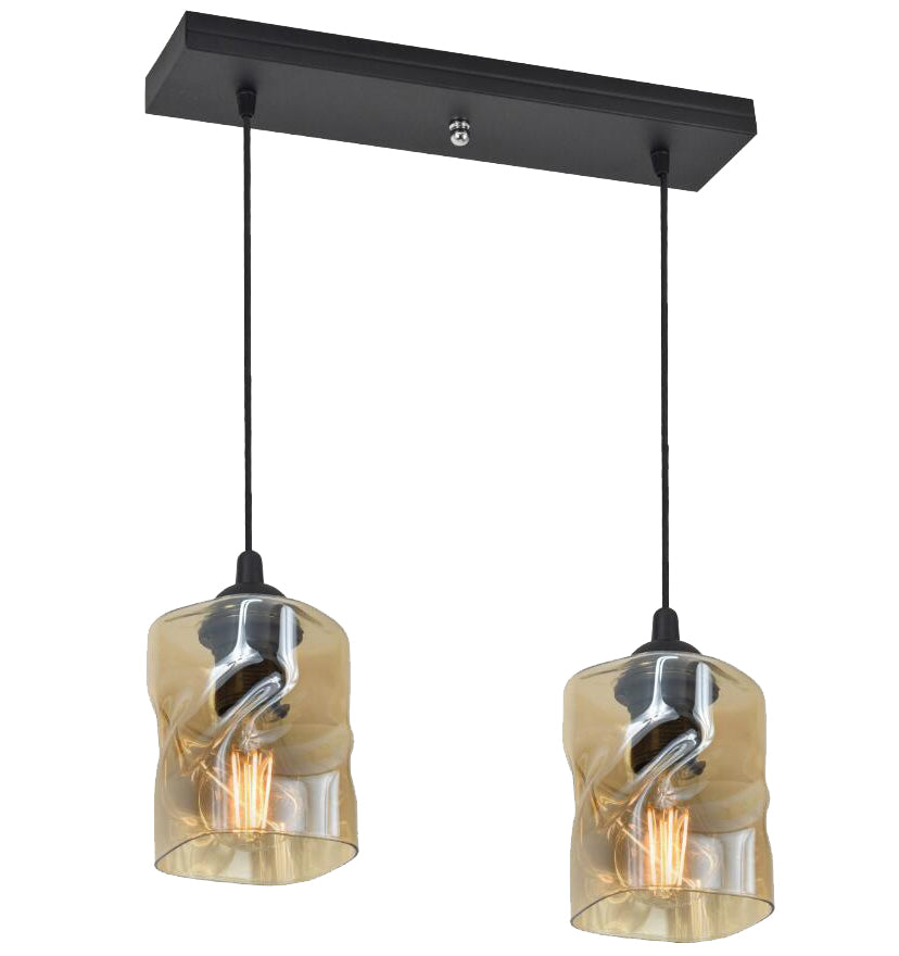 Felis lampa wisząca czarny 2x60W E27 klosz bursztynowy
