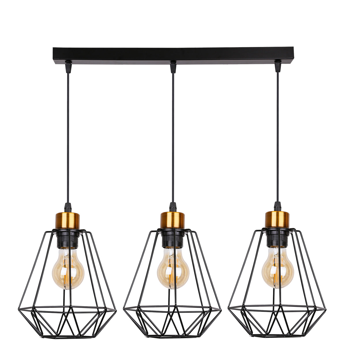 Primo lampa wisząca czarny+złoty 3x60W E27 klosz czarny
