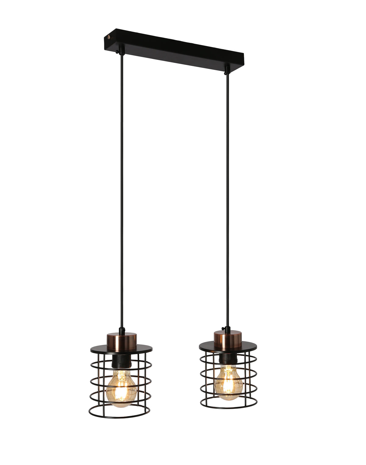 Glob lampa wisząca czarny+złoty 2x40W E27 klosz czarny