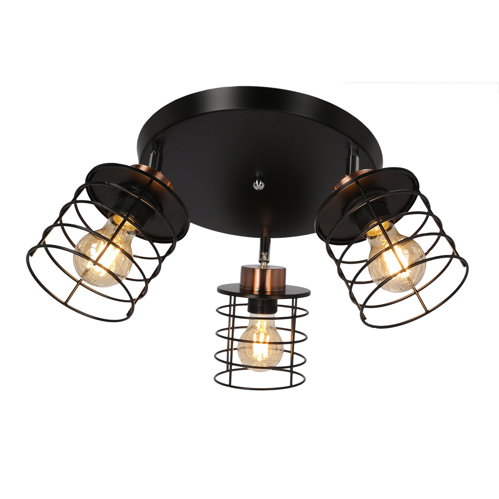Glob lampa sufitowa plafon czarny+złoty 3x40W E27 klosz czarny