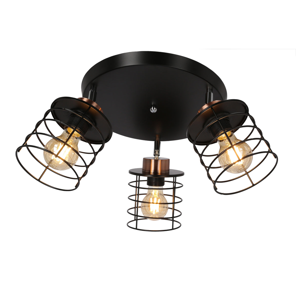 Glob lampa sufitowa plafon czarny+złoty 3x40W E27 klosz czarny
