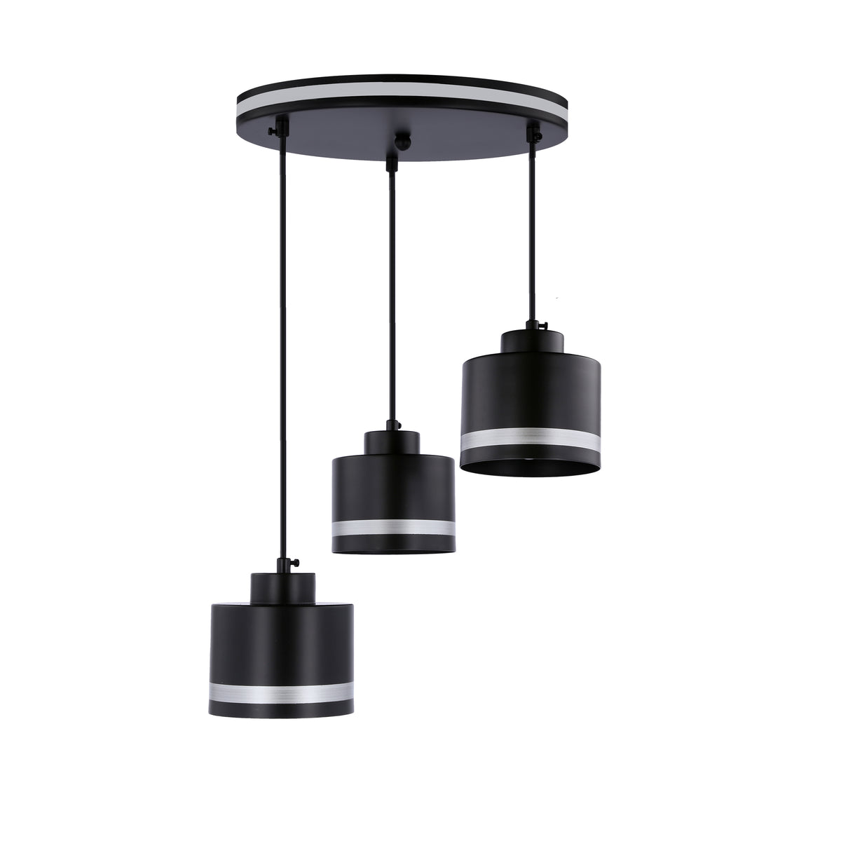 Wama lampa wisząca czarny 3x40W E27 klosz czarny+srebrny