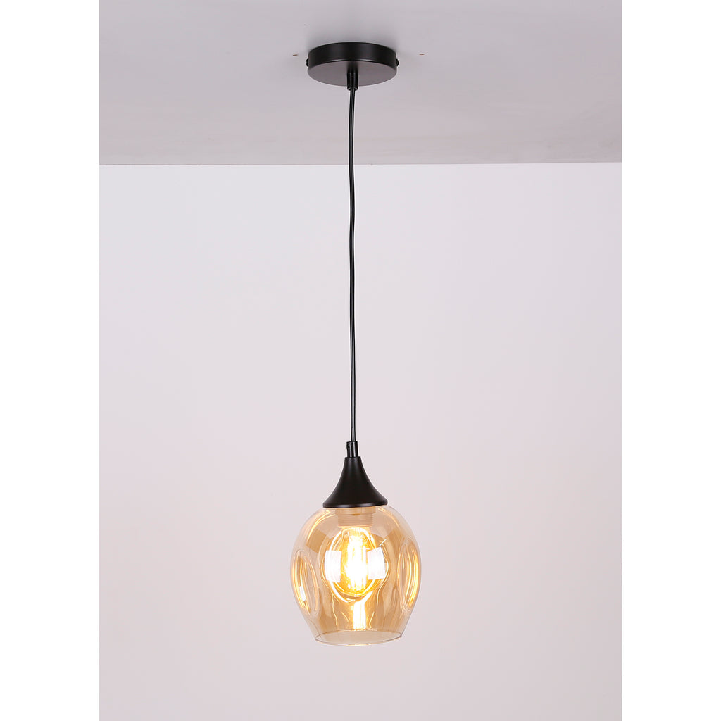 Aspa lampa wisząca czarny 1x40W E27 klosz brązowy