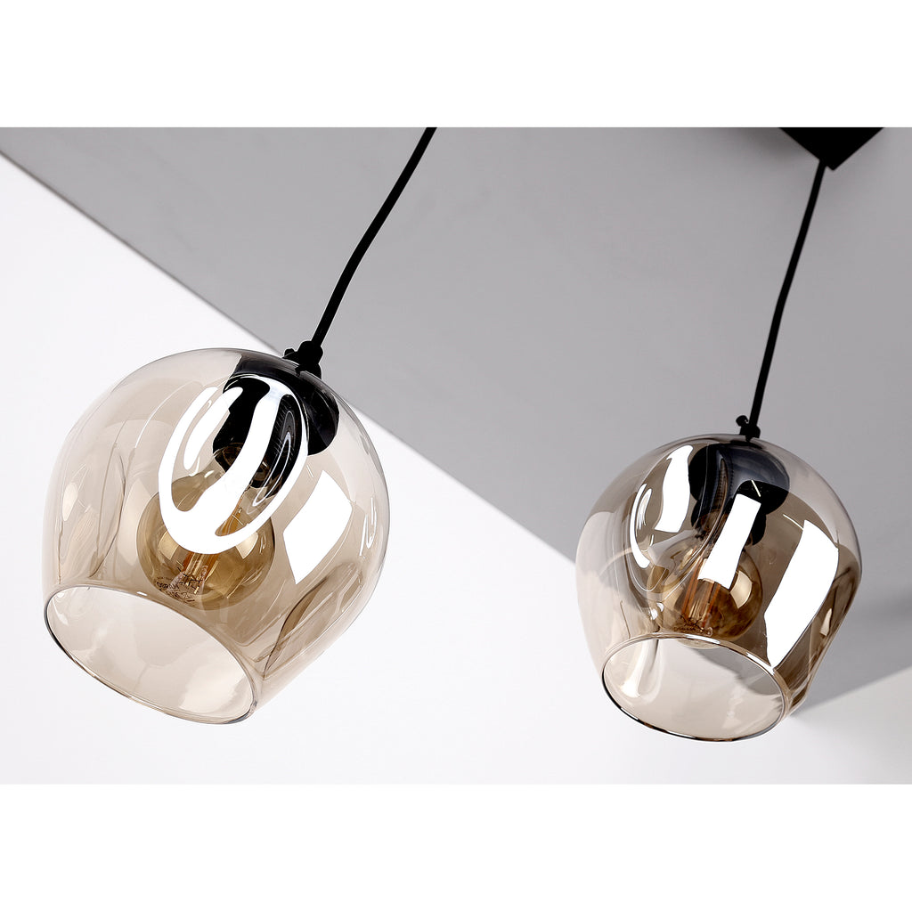 Aspa lampa wisząca czarny 2x40W E27 klosz brązowy