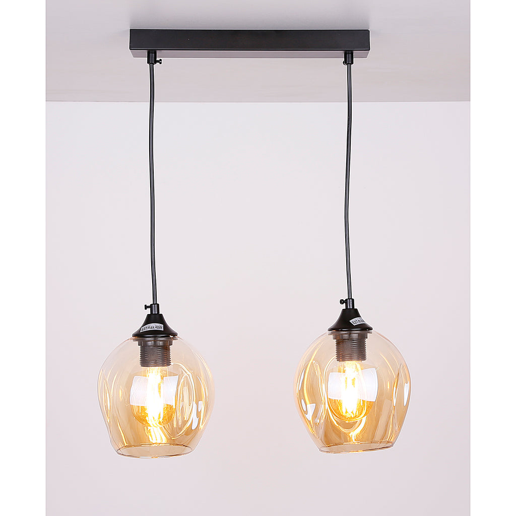 Aspa lampa wisząca czarny 2x40W E27 klosz brązowy