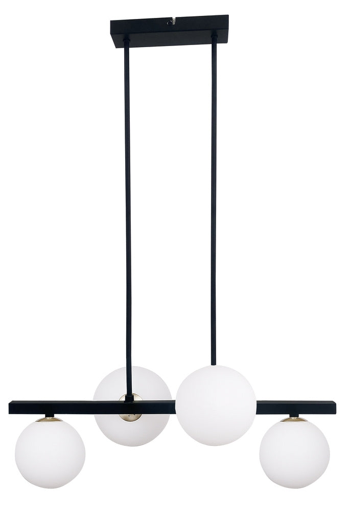 Kama lampa wisząca czarny+złoty 4x28W G9 klosz biały