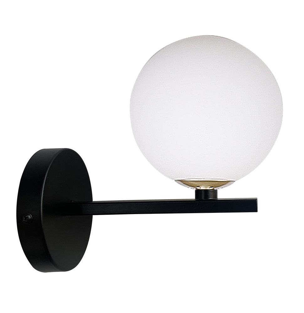 Kama lampa kinkiet czarny+złoty 1x28 G9 klosz biały