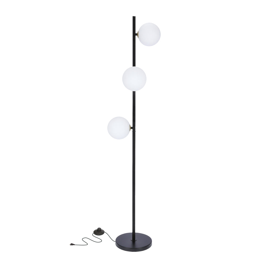 Kama lampa podłogowa czarny+złoty 3x28W G9 klosz biały