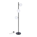 Kama lampa podłogowa czarny+złoty 3x28W G9 klosz biały