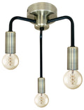 Saga lampa sufitowa patyna+matowy czarny 3x40W E14