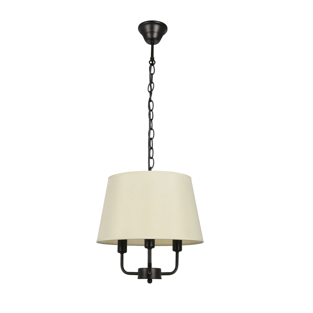 Pasteri lampa wisząca czarny matowy 3x40W E14 abażur beżowy