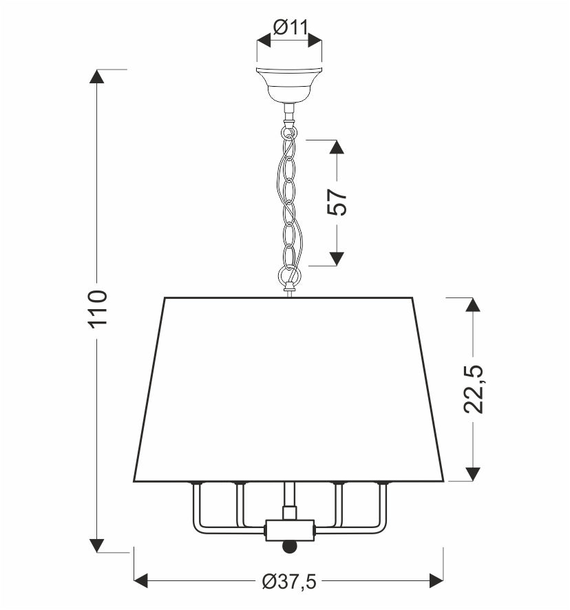 Pasteri lampa wisząca czarny matowy 4x40W E14 abażur beżowy