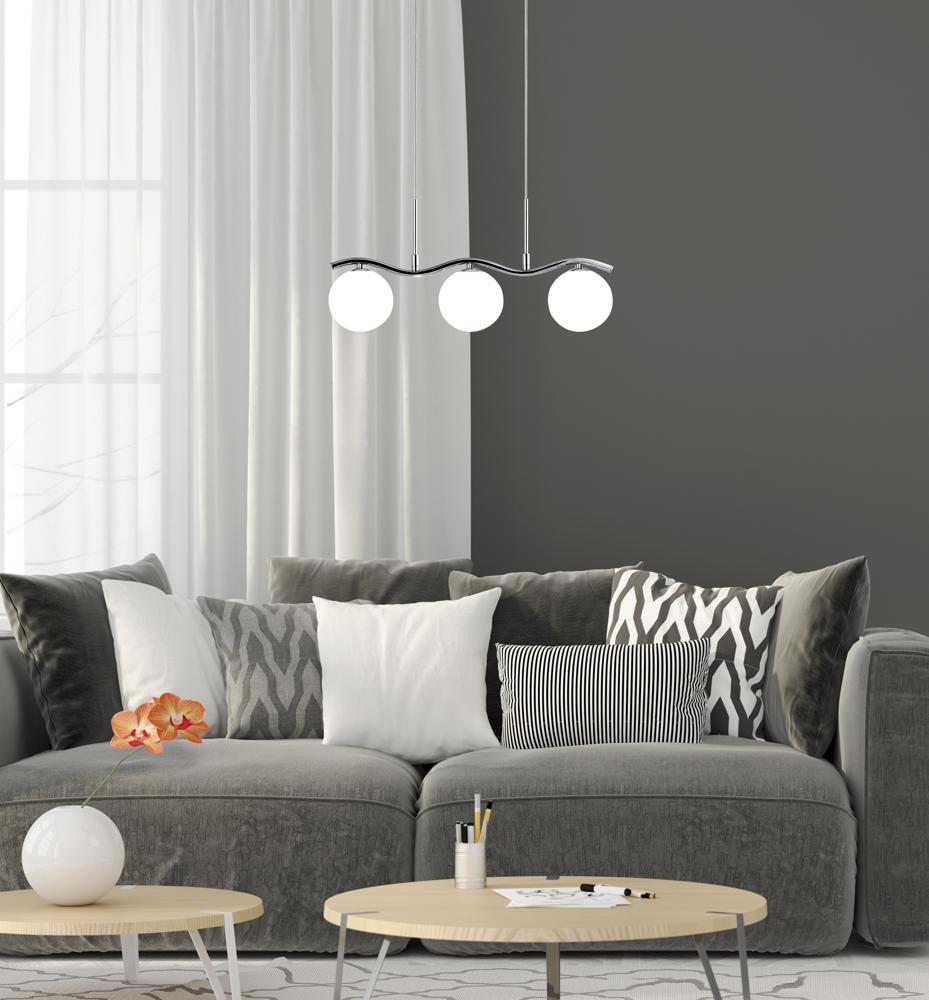 Ramon lampa wisząca chromowy 3x40W G9 klosz biały