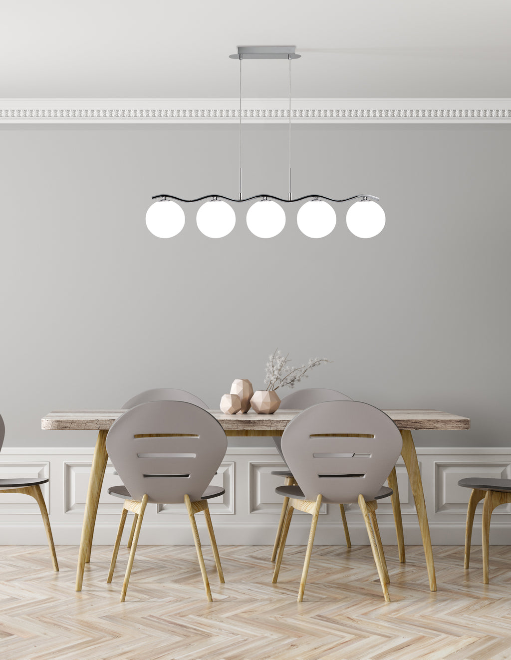 Ramon lampa wisząca chromowy 5x40W G9 klosz biały