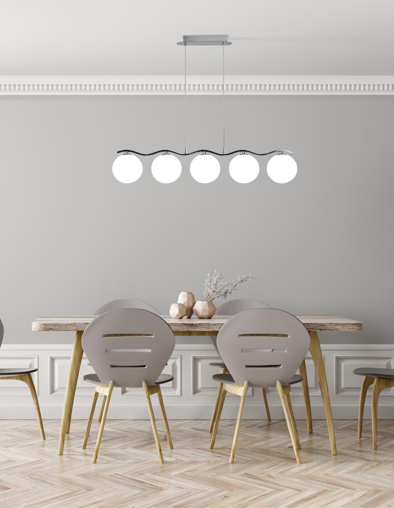 Ramon lampa wisząca chromowy 5x40W G9 klosz biały