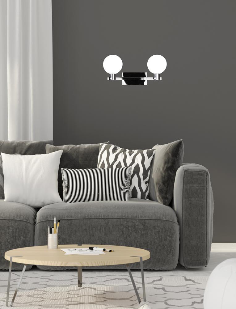 Maldus lampa kinkiet chromowy 2x40W G9 klosz biały