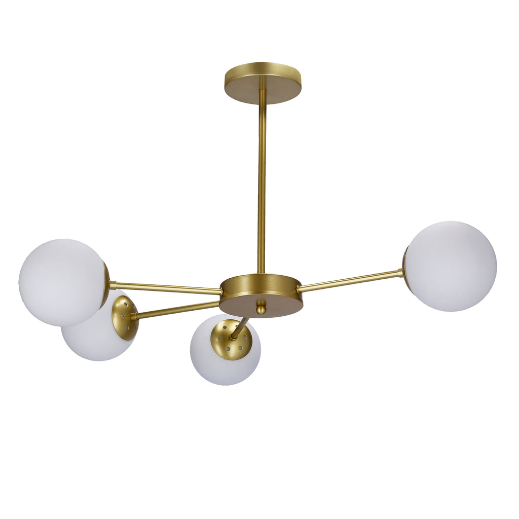 Mati lampa wisząca mosiądz 4x20W G9 klosz biały