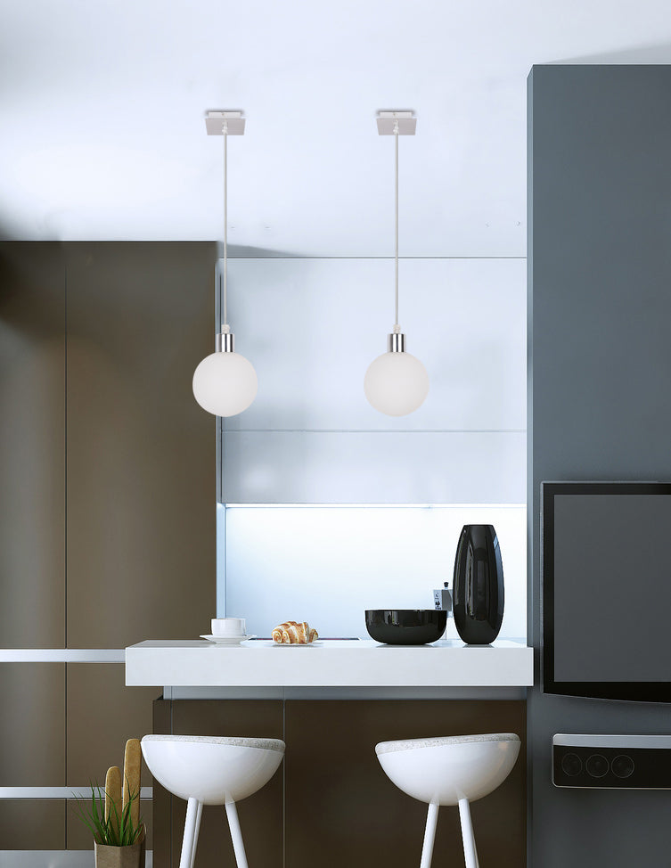 Oden lampa wisząca chromowy 1x40W G9 klosz biały 12cm