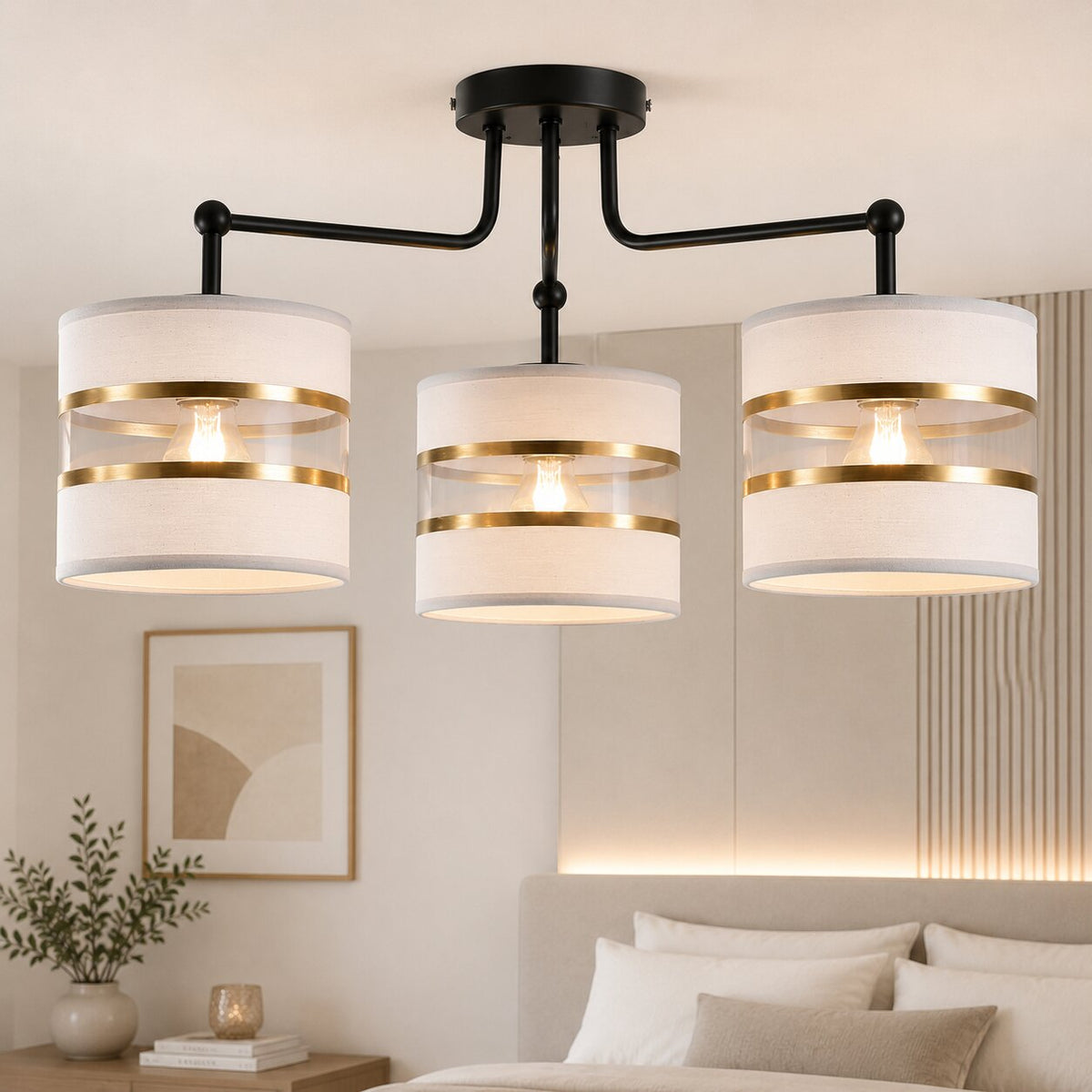 Andy lampa wisząca czarny 3x40W E27 abażur czarny+złoty