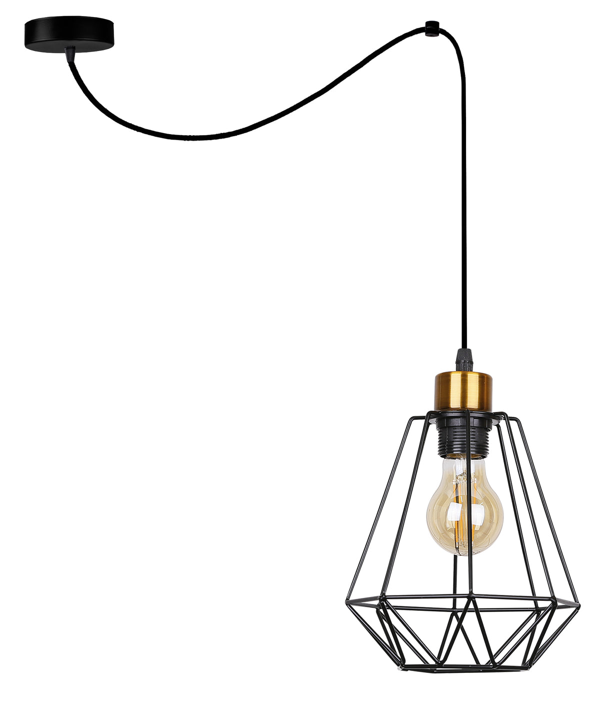 Primo p lampa wisząca czarny+złoty 1x60W E27 klosz czarny