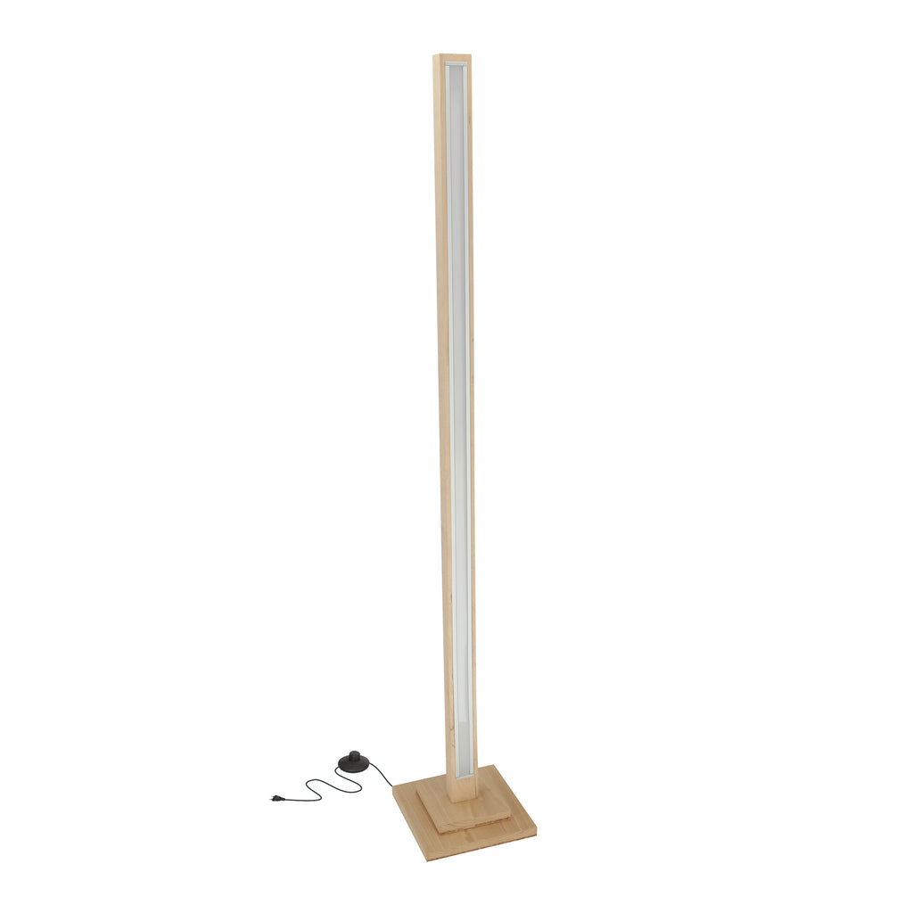ALSET lampa podłogowa drewno buk + srebrny LED 4000