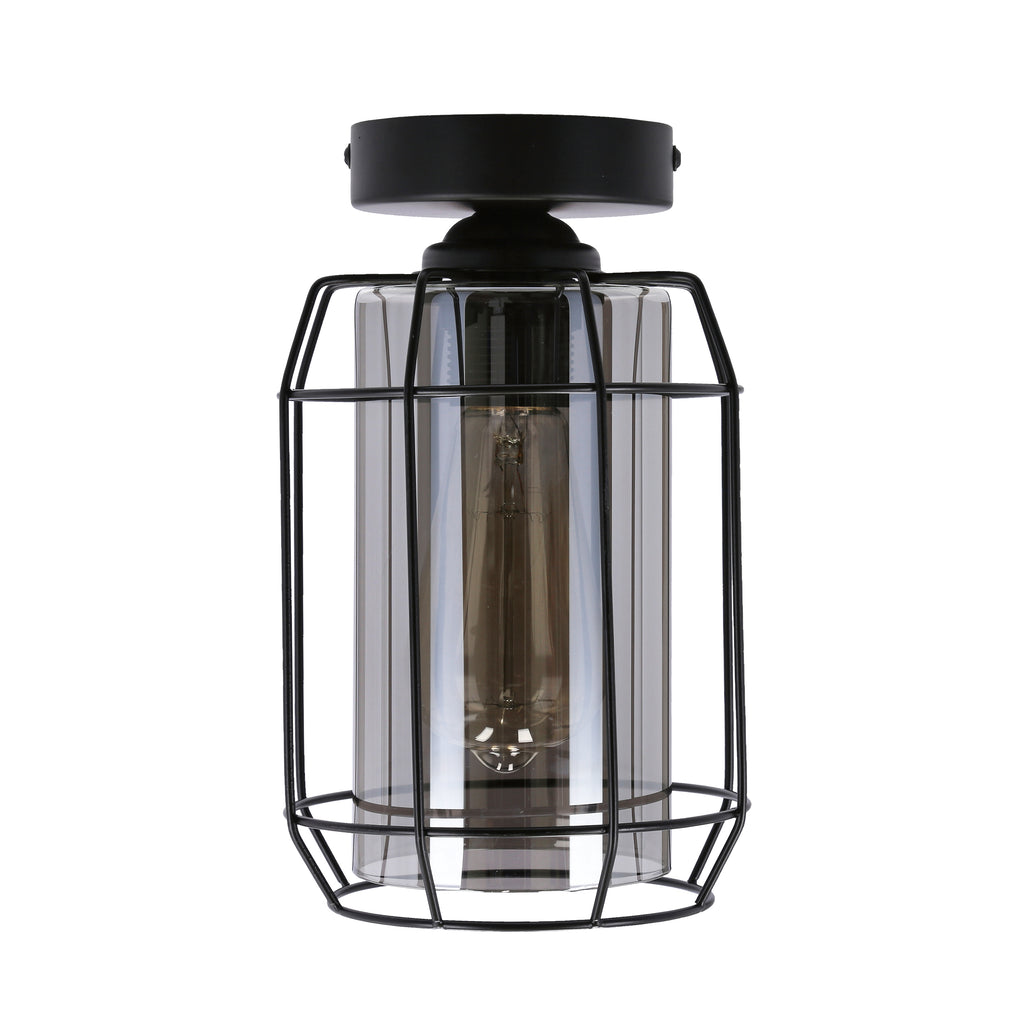 Jonera lampa sufitowa czarny 1x40W E27 klosz dymiony
