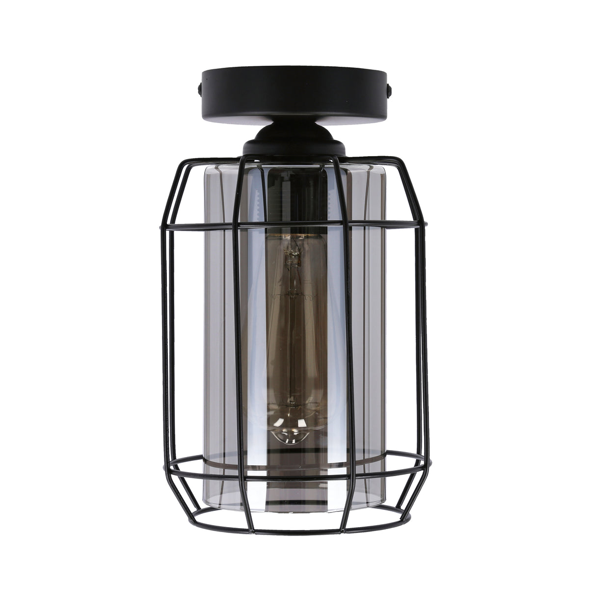 Jonera lampa sufitowa czarny 1x40W E27 klosz dymiony