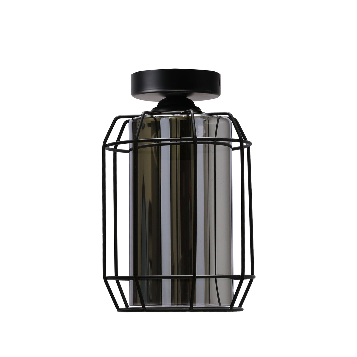 Jonera lampa sufitowa czarny 1x40W E27 klosz dymiony