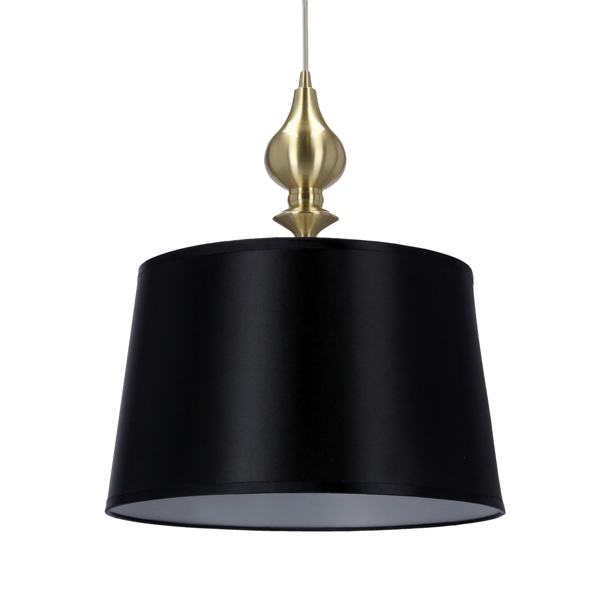 Prima gold lampa wisząca złoty satynowy 1x60W E27 abażur czarny