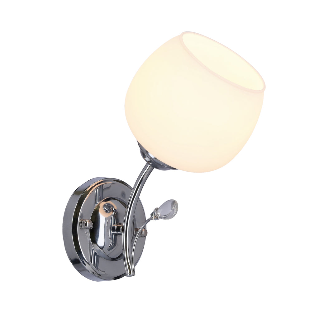 Estar lampa kinkiet chromowy 1x40W E27 klosz biały