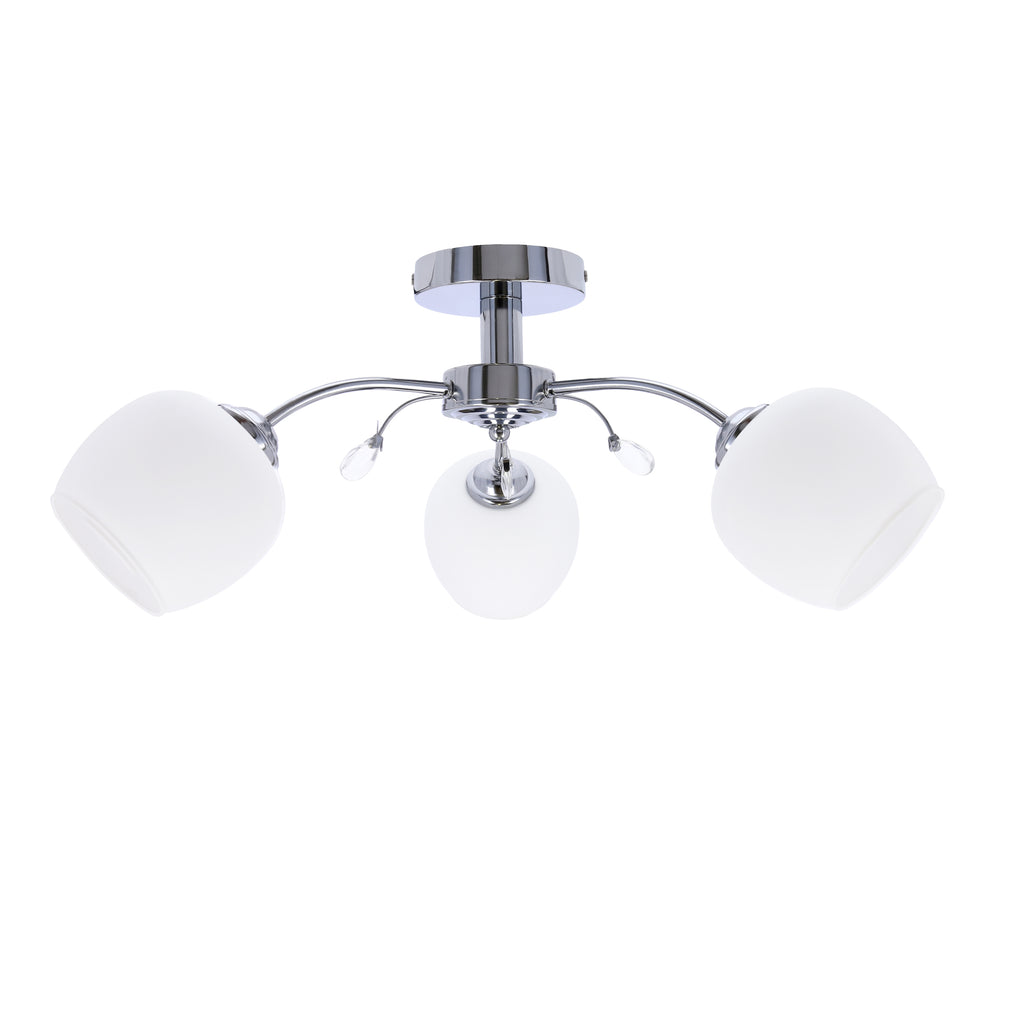Estar lampa sufitowa chromowy 3x40W E27 klosz biały