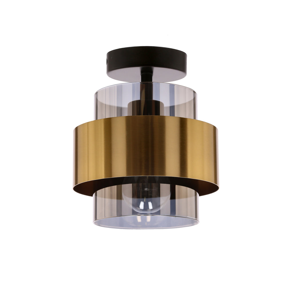 Spiega lampa sufitowa czarny+mosiężny 1x60W E27 klosz dymiony