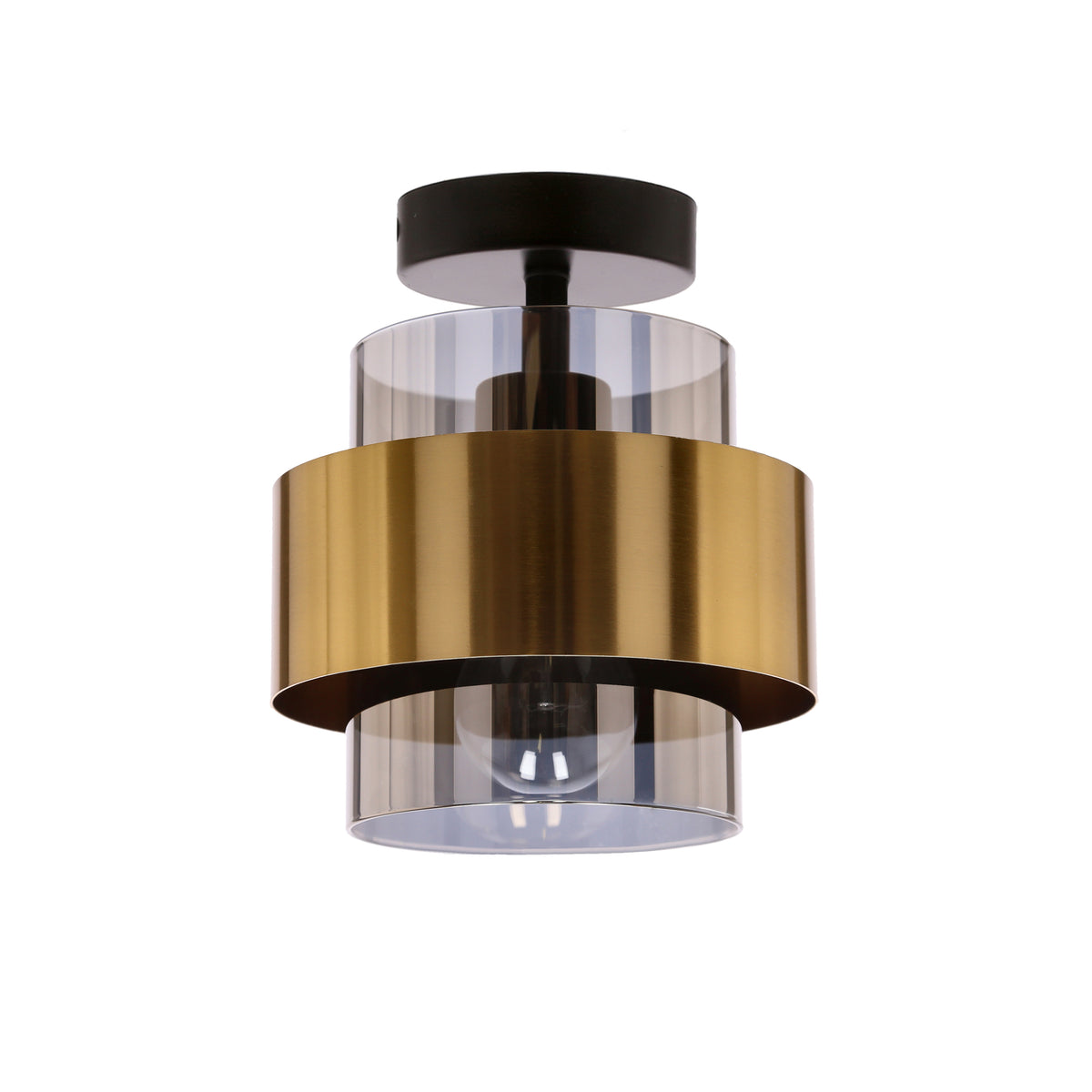 Spiega lampa sufitowa czarny+mosiężny 1x60W E27 klosz dymiony