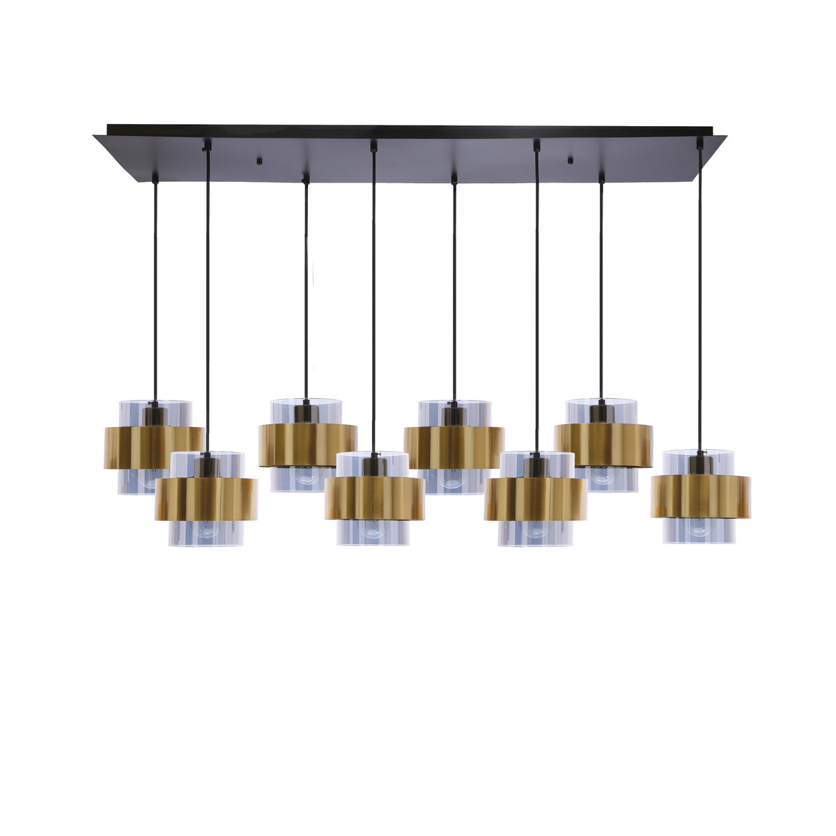 Spiega lampa wisząca czarny+mosiężny 8x60W E27 klosz dymiony