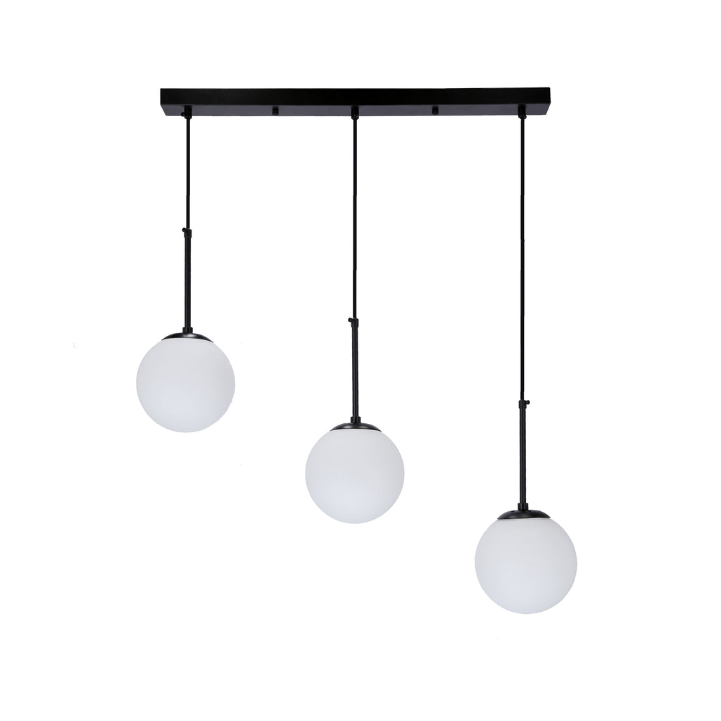 Pompei lampa wisząca czarny 3x40W E27 klosz biały