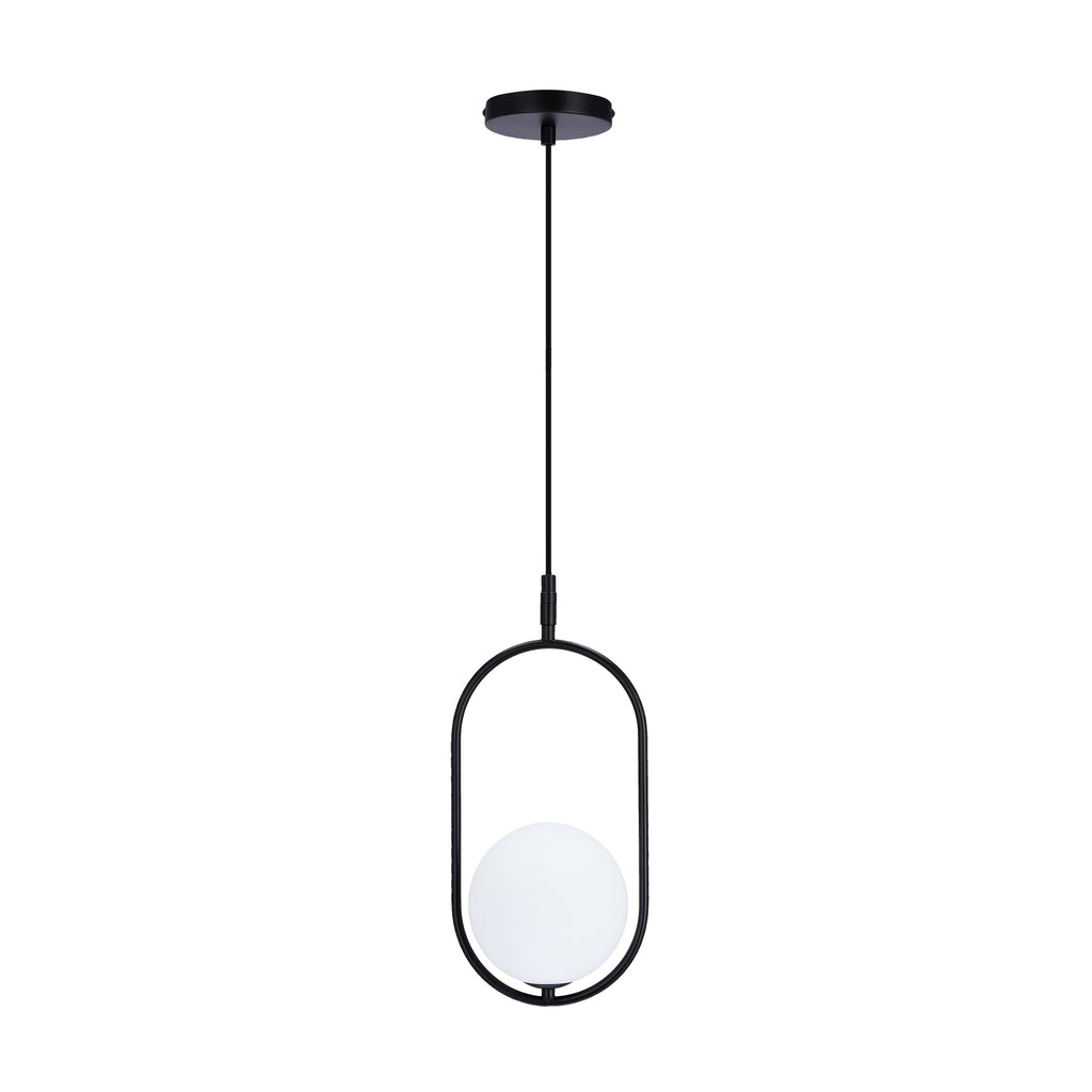 Lampa wisząca CORDEL elegancka - czarna z białym kloszem kulką - nowoczesne oświetlenie salonu i łazienki 1x G9 LED