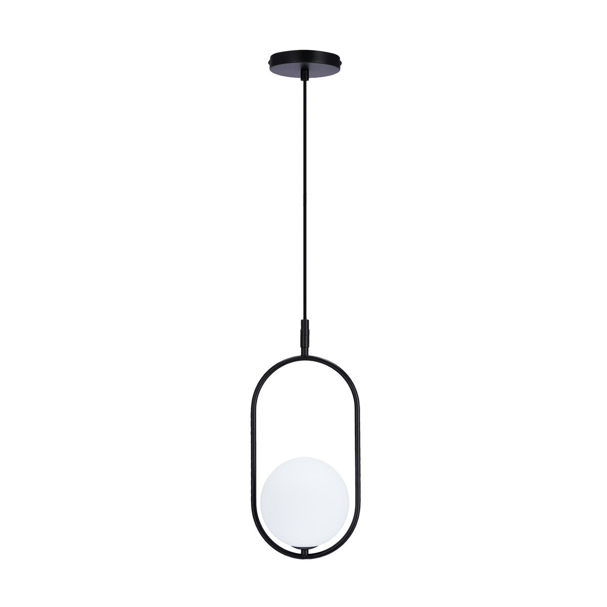 Lampa wisząca CORDEL elegancka - czarna z białym kloszem kulką - nowoczesne oświetlenie salonu i łazienki 1x G9 LED